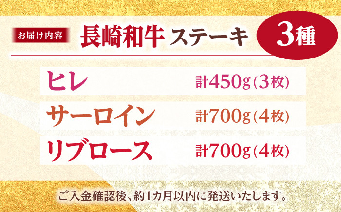 ステーキ 3種セット 長崎和牛（ヒレ・サーロイン・リブロース）