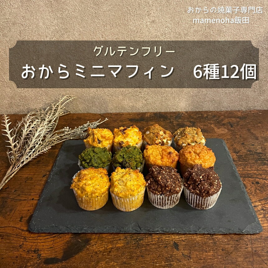 【ふるさと納税】おから ミニ マフィン 6種 12個 セット ( グルテンフリー )| おから 低糖質 低カロリー 洋菓子 お菓子 マフィン ギフト 手土産 長野県 飯田市