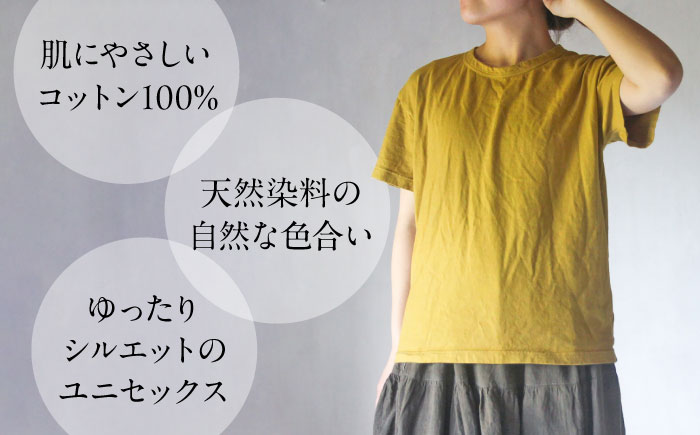 オーガニックコットン 完熟Tシャツ　【柑子色】 Lサイズ / オーガニック コットン 綿100　手染め 草木染め Ｔシャツ 半袖 トップス ファッション インナー 女性用 レディース 男性用 メンズ 