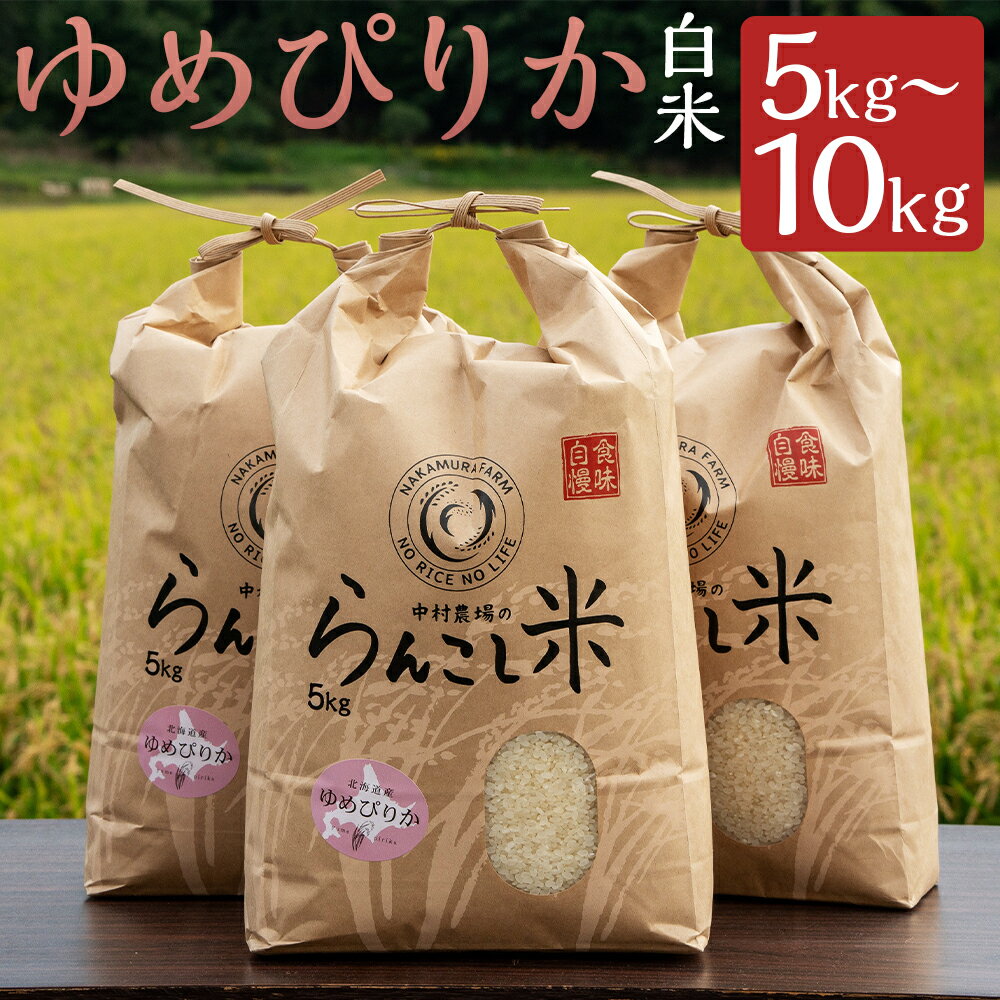 【ふるさと納税】【令和7年産】らんこし産 ゆめぴりか 白米 【中村農場】 5kg/10kg 選べる内容量 精米 お米 令和7年産 蘭越町産 北海道産 送料無料 【10kg：2025年10月上旬～2026年7月下旬発送予定】