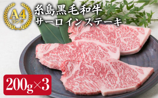 A4ランク 糸島 黒毛和牛 サーロインステーキ 200g × 3枚 《糸島》【糸島ミートデリ工房】 [ACA059] 博多 和牛 サーロイン ステーキ 牛肉 焼肉 赤身 国産 黒毛和牛 キャンプ 肉