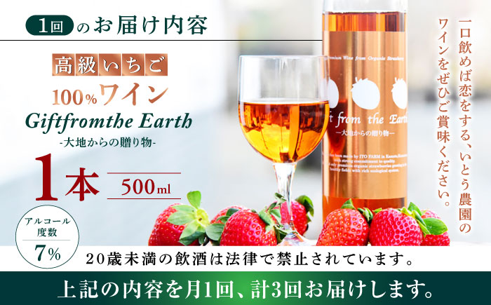 【3回定期便】【数量限定】高級 いちご 100％ワイン Giftfromthe Earth -大地からの贈り物- オーガニック【伊藤農園】  オーガニック 有機 お酒 ワイン  [ZBB018]