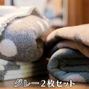 【ふるさと納税】マルナカ ヴィルッティ（marunaka viltti）Medium グレー2枚組　【 小物 寝具 ブランケット ウール 温かい 水玉模様 セット 】