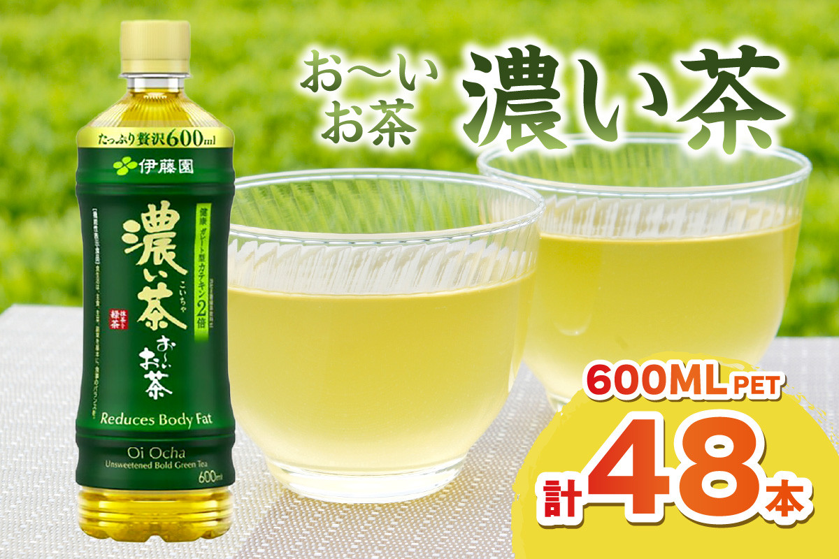 
            お～いお茶 濃い茶ＰＥＴ ６００ml ２４本入り×２ケース 計４８本 ドリンク 飲料 セット ペットボトル 濃い茶 伊藤園 備蓄 新生活 応援 準備 【114_1711】
          