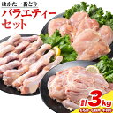 【ふるさと納税】はかた一番どり バラエティセット もも肉 むね肉 手羽元 計 3kg 《30日以内に出荷予定予定(土日祝除く)》福岡県 鞍手郡 鞍手町 大容量 鶏肉 鳥肉 冷凍 送料無料 株式会社あらい 鶏モモ肉 鶏むね肉 鳥 鶏