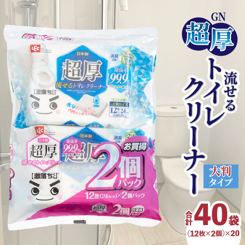 【ふるさと納税】【3か月定期便】GN超厚流せるトイレクリーナー大判 12枚×2パック×20袋×3か月 トイレクリーナー クリーナー 大判サイズ 除菌 消臭 銀イオン アルコール トイレに流せる トイレ掃除 掃除 拭き掃除 便器 床 雑貨 日用品 香川県 三豊市 送料無料 47000円