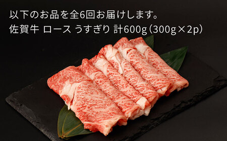 【6回定期便】佐賀牛 ロース うすぎり 計600g(300g×2p)【一ノ瀬畜産】[NAC147] 佐賀牛 黒毛和牛 牛肉 佐賀 嬉野 牛肉しゃぶしゃぶ 牛肉すき焼き 牛肉すきやき 牛肉ロース 牛肉薄