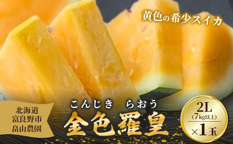 先行予約 富良野産 大玉 スイカ 金色羅皇  2L 7kg 以上×1玉 令和7年産 2025年産 北海道 富良野 ふらの 大玉 すいか 西瓜 果物 くだもの こんじきらおう 黄色 ゴールド 甘い