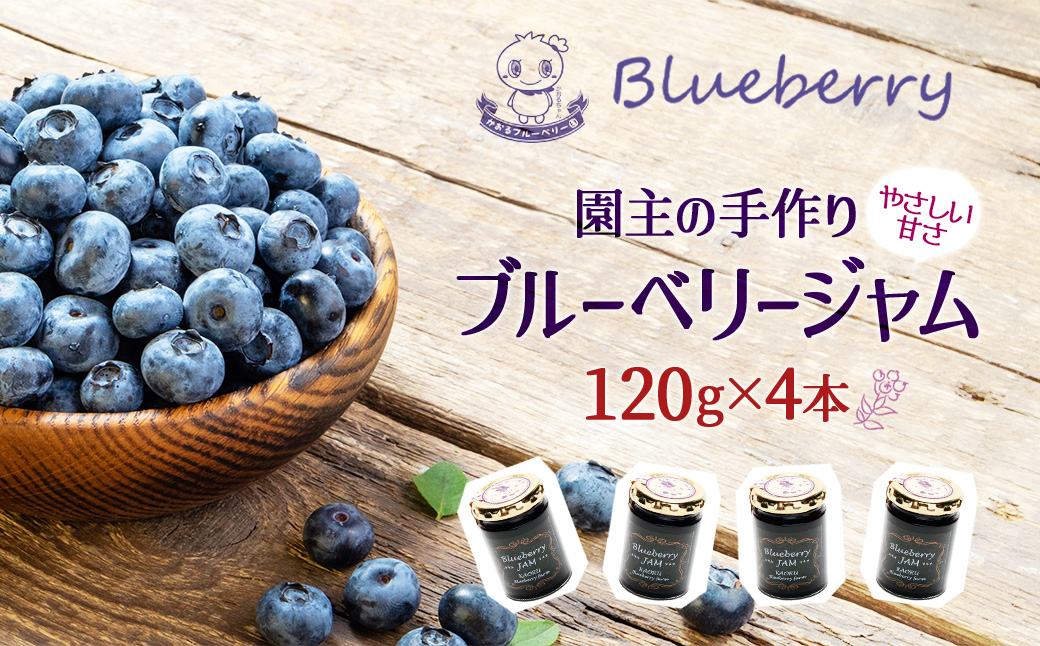 ブルーベリージャム120g×4本【福島県三春町　かおるブルーベリー園産使用）　【07521-0146】