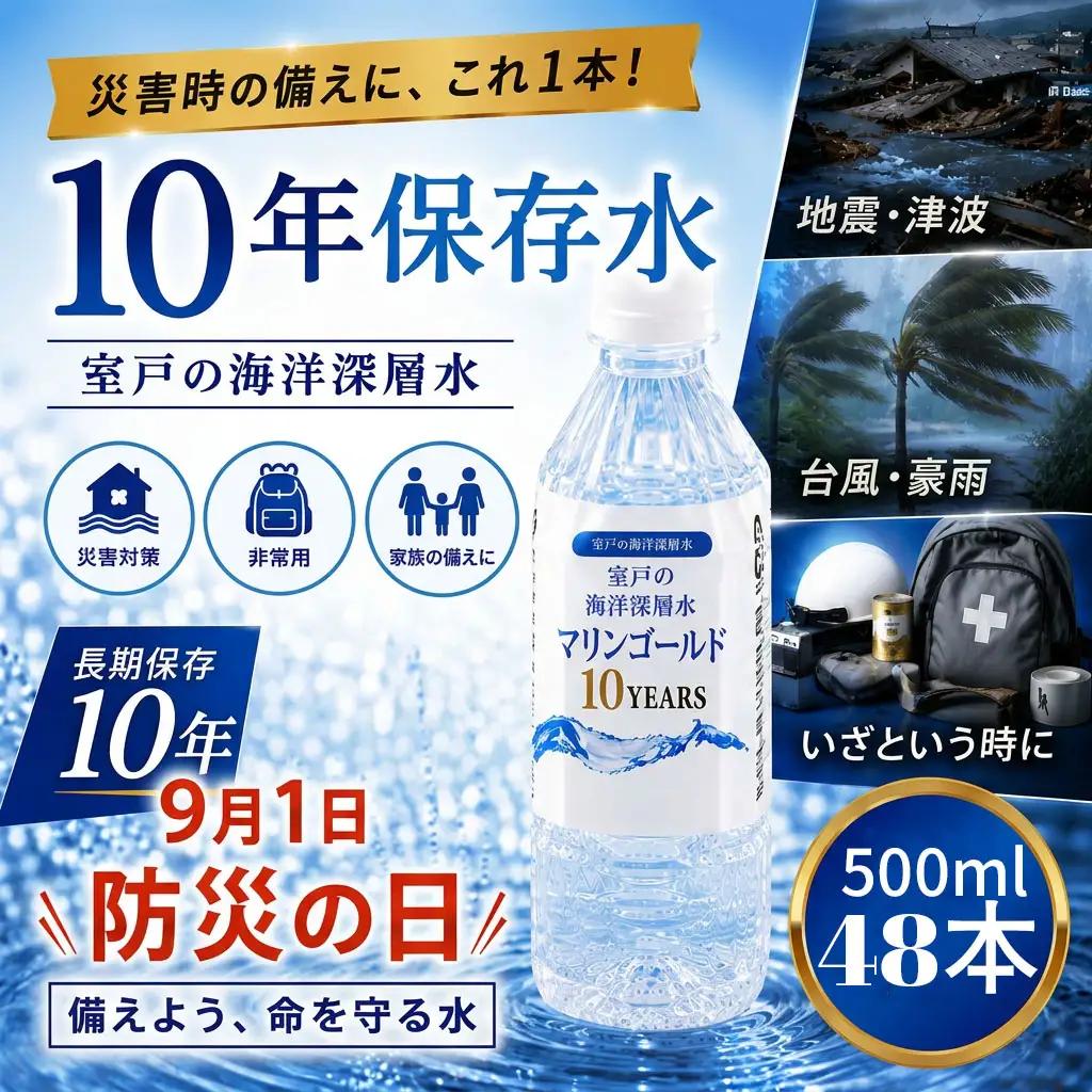 【ミネラルウォーター】 10年保存水 備蓄用 500ml 48本セット ミネラルウォーター