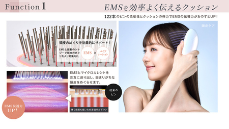 WAVE WAVE EMS Brush Air Mini ( ピンクゴールド ) WAVE WAVE クッションブラシ EMS マイナスイオン美髪 LED 光エステ  頭皮ケア 美容 ヘアケア ブラッ