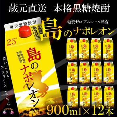 ふるさと納税 徳之島町 【蔵元直送便】本格黒糖焼酎　島のナポレオン900mlパック×12本