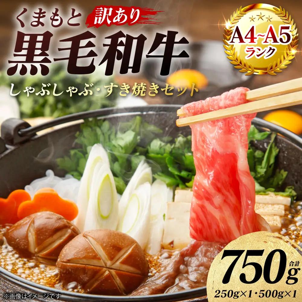 牛肉 【訳あり】 くまもと黒毛和牛 しゃぶしゃぶ すき焼き セット 750g A4～A5ランク 牛肉