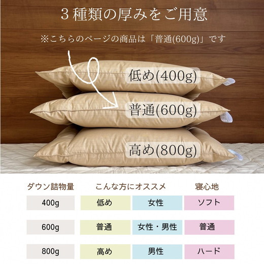 ＜京都金桝＞ダウンの枕 <Just>　600g