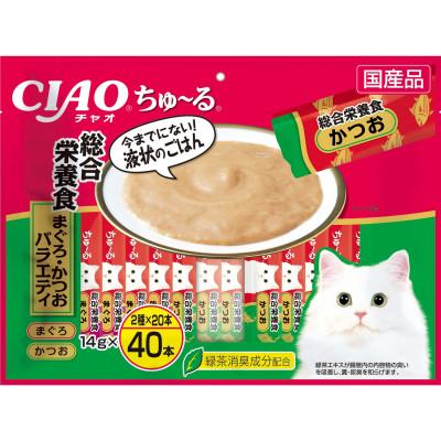 ふるさと納税 静岡市 いなば　猫・CIAOちゅ〜る　総合栄養食　まぐろ・かつおバラエティ　(14g×40本)×8袋