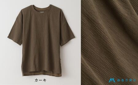 【YAMASHIRO】藤巻百貨店別注 綿100％フリーサイズTシャツ（京ちぢみ・ネイビー）