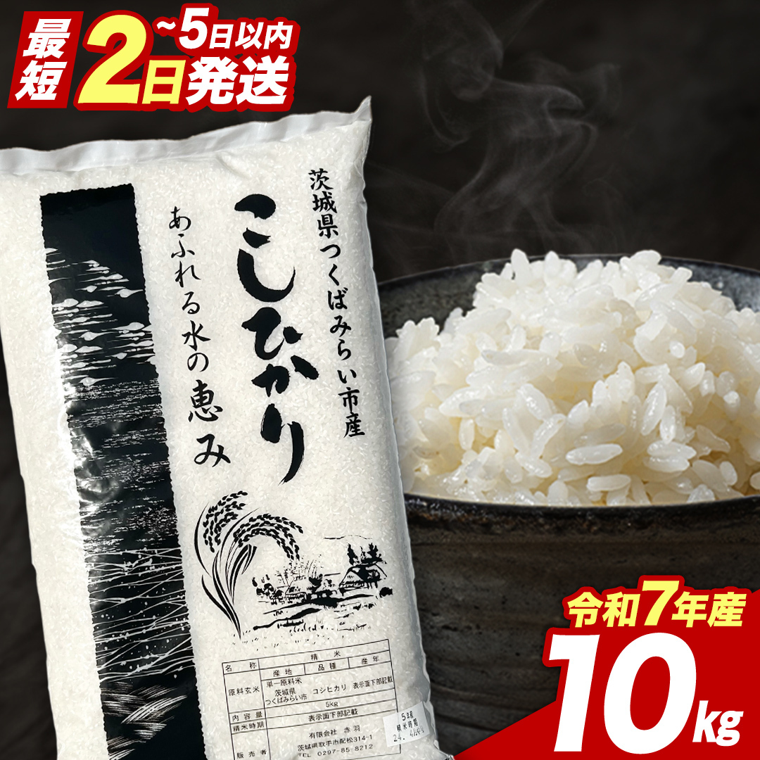 【 最短2日 スピード発送！】 コシヒカリ 10kg 令和7年産精米 【 数量限定 】 茨城県つくばみらい市産 精米 こしひかり コシヒカリ 即納 米 コメ こめ 単一米 限定 茨城県産 国産 美味し