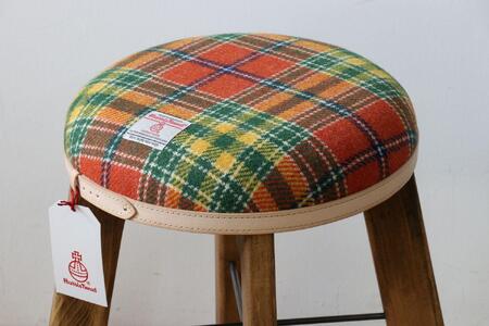 ハイスツール 【オレンジ＆グリーンチェック】HARRIS TWEED（ハリスツイード）家具