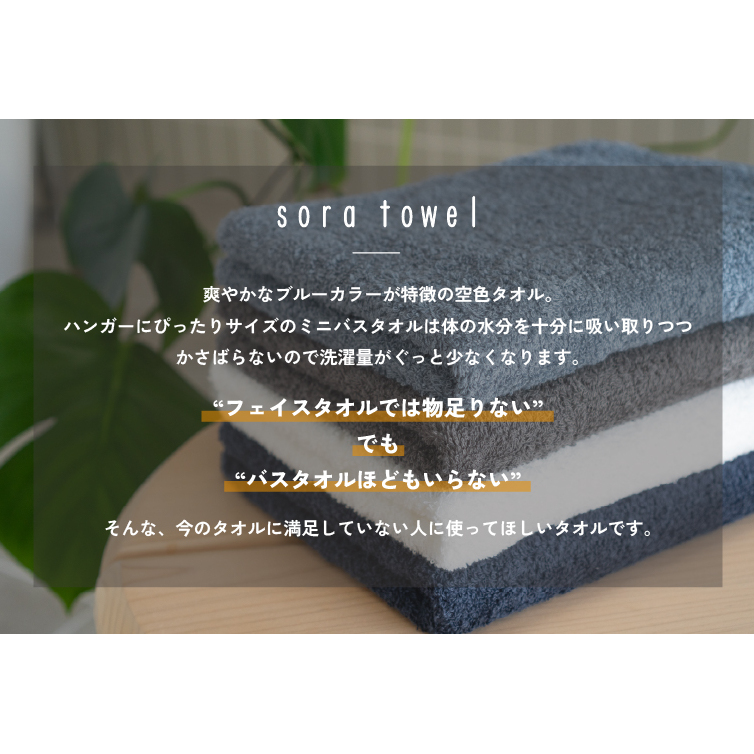【スピード発送】soraミニバスタオル6枚セット（ブルー）【フェイスタオル 以上 バスタオル 未満 泉州タオル 吸水 普段使い シンプル 日用品 たおる】 G5694-1_イメージ2