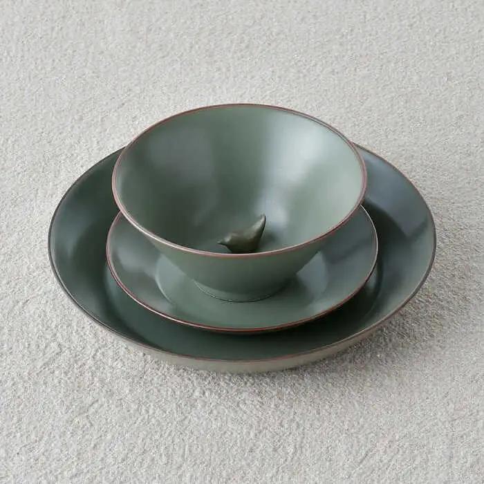 【波佐見焼】マットカラー茶碗セット（カーキ）食器 皿【大新窯】[DC139] 波佐見焼