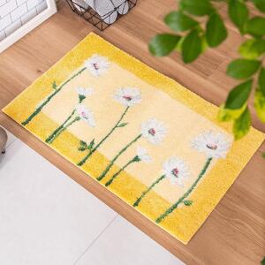 玄関マット イノセントデイジー 60x110cm イエロー 室内 洗える 日本製 ウィルトン織り すべり止め