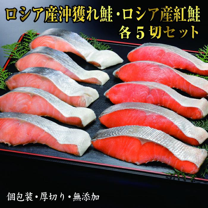 【ふるさと納税】【12月17日決済確定分まで年内配送】 紅鮭 ・ 沖獲れ 鮭 切身セット ( 各 5 切 ) さけ サケ シャケ 鮭 紅ざけ 紅ザケ べにざけ ベニザケ 魚 さかな サカナ お取り寄せ グルメ 海鮮 切り身 北海道 根室市 ふるさと納税 C-41004