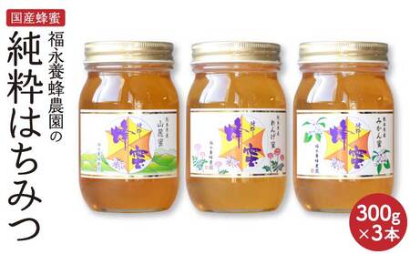 【国産蜂蜜】純粋はちみつ3種セット(300g×3本)