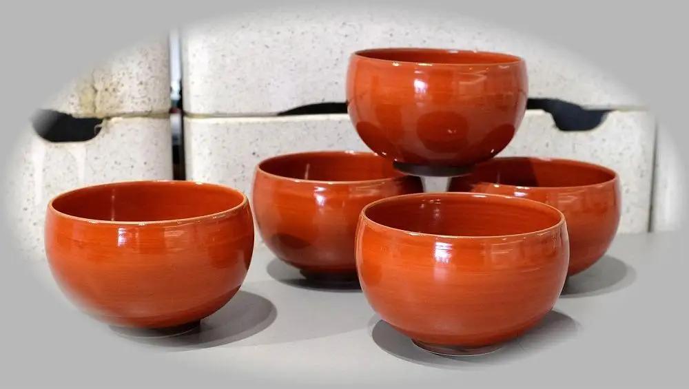【波佐見焼】φ１2.５ｃｍ小ぶり丼・汁碗5個組 赤巻　【西海陶器】 5 85603｜波佐見焼 陶器
