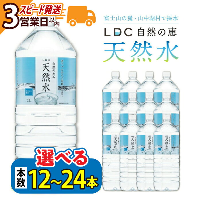 【ふるさと納税】【3営業日以内発送スピード配送】自然の恵み天然水 2L 選べる容量 ( 12本 / 24本 ) ※沖縄・離島配送不可 ふるさと納税 天然水 ミネラルウォーター 軟水 水 お水 ミネラル 山梨県 山中湖村 送料無料