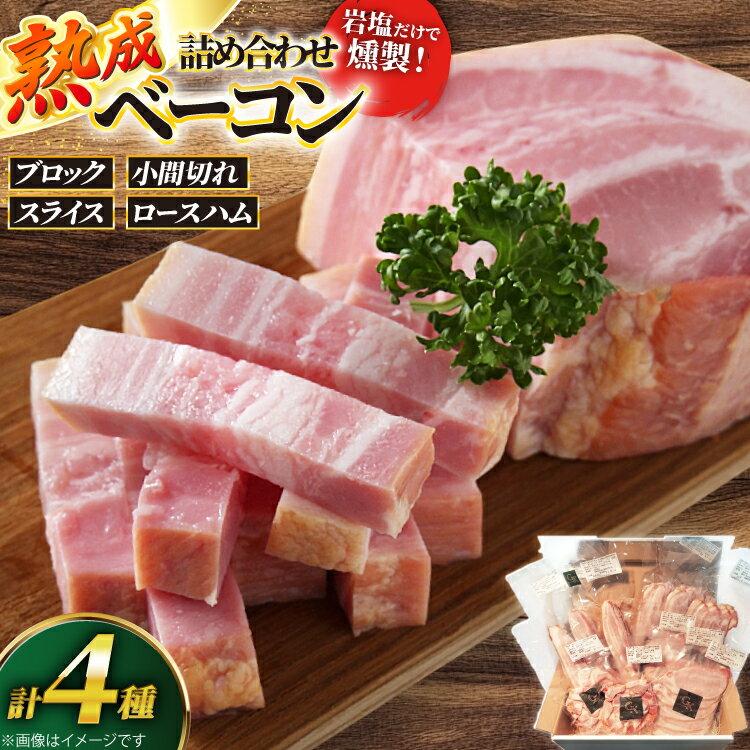 【ふるさと納税】 燻製 燻製肉 ベーコン 詰め合わせ【化学調味料等無添加】岩塩だけで仕上げた燻製塩だけベーコンづくし 計1kg [グリュン江南 愛知県 江南市 ko23btu160003] 肉 肉加工品 豚肉 ベーコン こま切れ 小間切れ スライス ハム ブロック 岩塩 燻製 くんせい