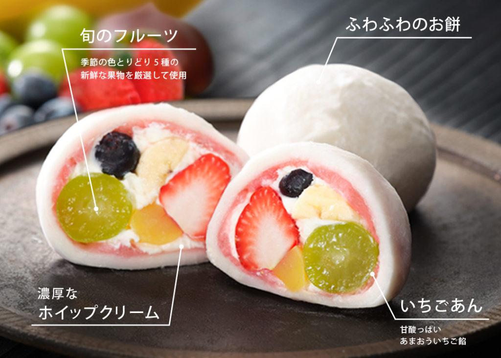 【仁々木】祇園ぽっちり・抹茶クリームと渋皮栗のセット 4個入り（フルーツ大福/祇をんににぎ）［ 京都 祇園 スイーツ お菓子 人気 おすすめ フルーツ 果物 くだもの おいしい 可愛い 抹茶 いちご 
