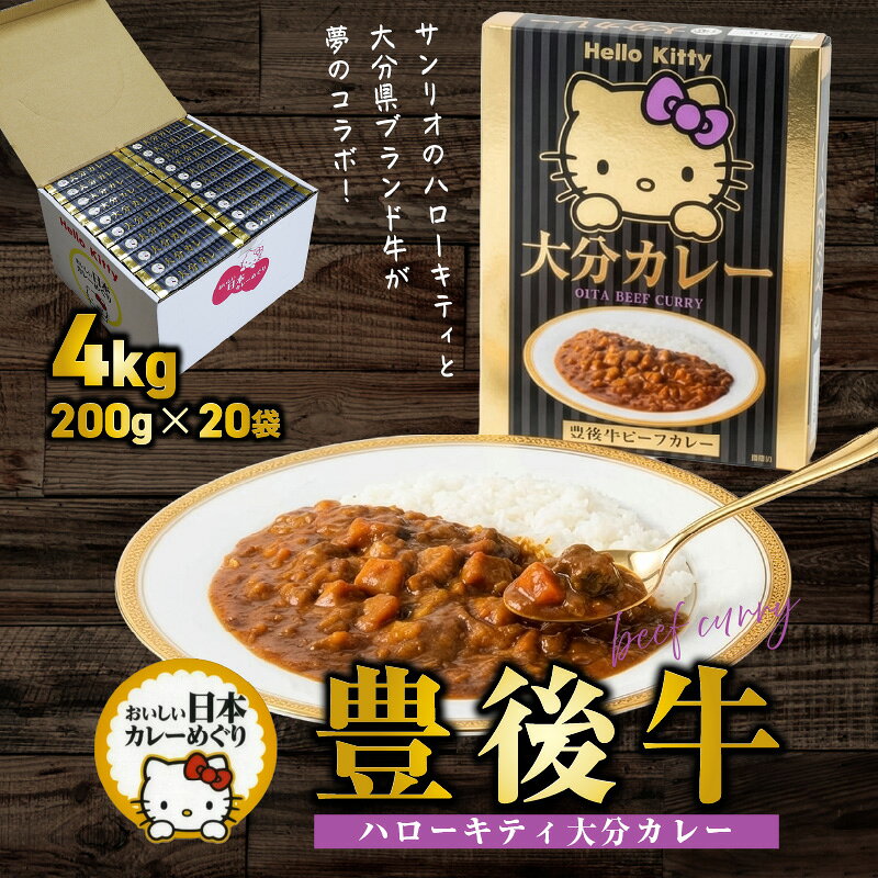 【ふるさと納税】ハローキティおおいたカレー4.0kg（200g×20袋）豊後牛 サンリオ お手軽 時短 レトルト