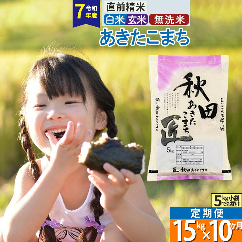 【ふるさと納税】【白米／玄米／無洗米】※R7※《定期便10ヶ月》秋田県産 あきたこまち 15kg (5kg×3袋)×10回 令和7年産 お米 匠