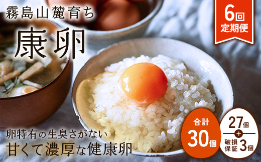 【6回定期便】卵 鶏卵 霧島山麓育ち こだわり卵『康卵』 30