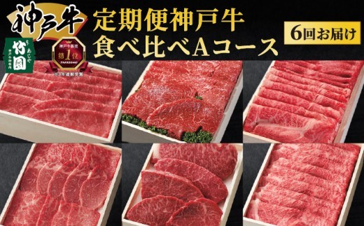 
定期便 神戸牛 食べ比べAコース（6回お届け）[ 肉 牛肉 すき焼き しゃぶしゃぶ 焼肉 ステーキ ]
