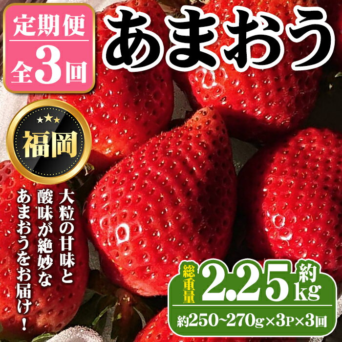 【ふるさと納税】《先行予約受付中・数量限定》＜定期便・全3回＞2026年1月からお届け！いちご 定期便 あまおう(総重量約2.25kg・約250〜270g×3P×3回) いちご 苺 イチゴ あまおう くだもの フルーツ 定期便 福岡 国産 ＜離島配送不可＞【ksg1255】【THE FARM_strawberry】