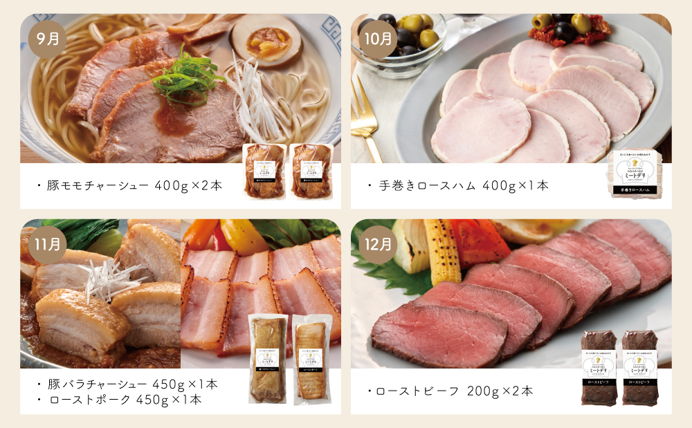 【定期便 全12回】お肉のおかず定期便［みなみさつまのミートデリ］ ハンバーグ 焼き豚 ウインナー ソーセージ ローストポーク ハム ピスタチオ入り フランクフルト 切落し ミートローフ 豚バラ チャ