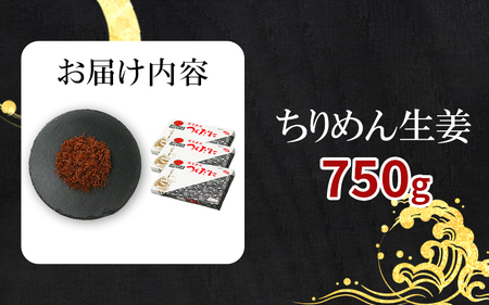 ちりめん 生姜 750g 冷凍 無添加 しらす 佃煮  しらす ごはん 米 おつまみ しらす しらすごはん