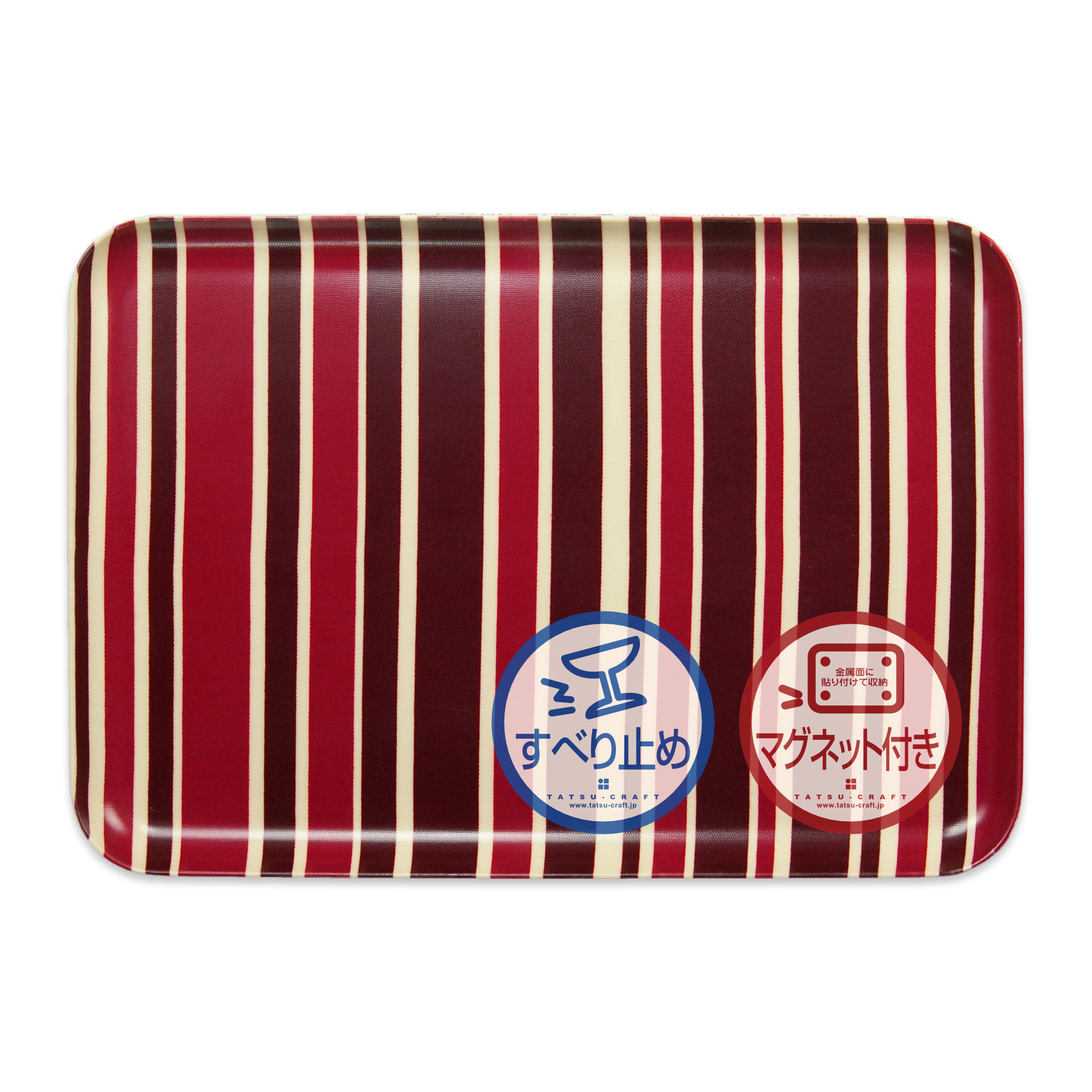 TATSU-CRAFT マグネットトレー M 33cm トリノストライプ RD レッド すべり止め付き ［Tk1088］ 303446_DA90818VC03