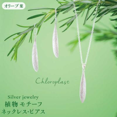 ふるさと納税 糸島市 植物モチーフオリーブ葉ネックレス/ピアスセット Chloroplast[ALF007]