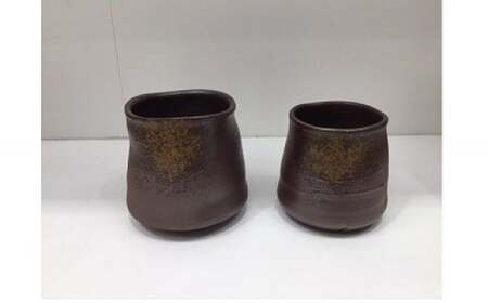 【天満屋選定品】休日と平日の焼酎カップペア 【 備前焼 胡麻焼 伝統工芸品  0014-I-044 】