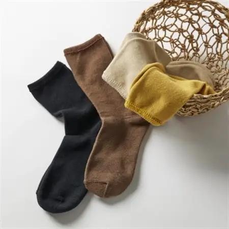 【With Knit】裏返しオーガニックコットンソックス(マスタード)1足/NSGK22-06_装飾品・工芸品  洋服 _【1394683】