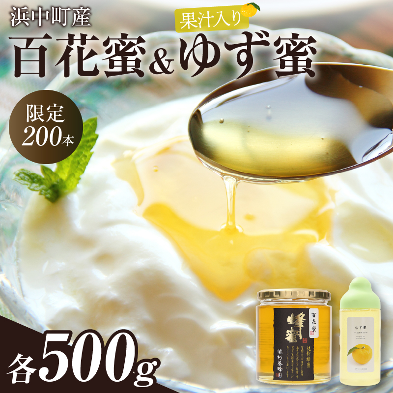 【数量限定】国産百花蜜(500g×1瓶)＆果汁入りゆず蜜(500g×1本)_H0031-102