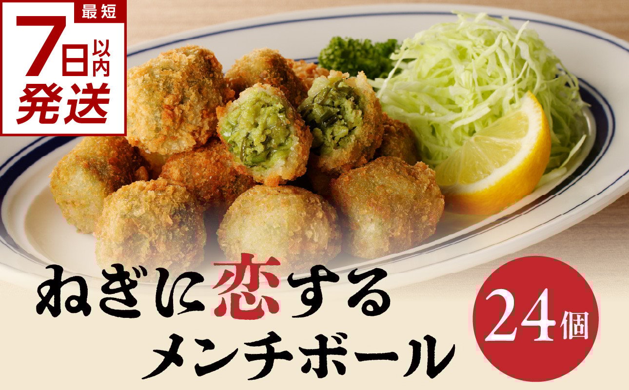 
            【スピード発送】最短7日以内発送！！ねぎに恋するメンチボール 24個入り 京野菜 時短 簡単 おかず 九条ネギ 揚げ物 ねぎ 山城のねぎ 冷凍 保存 送料無料 京都府 木津川市 【001-08-S】
          