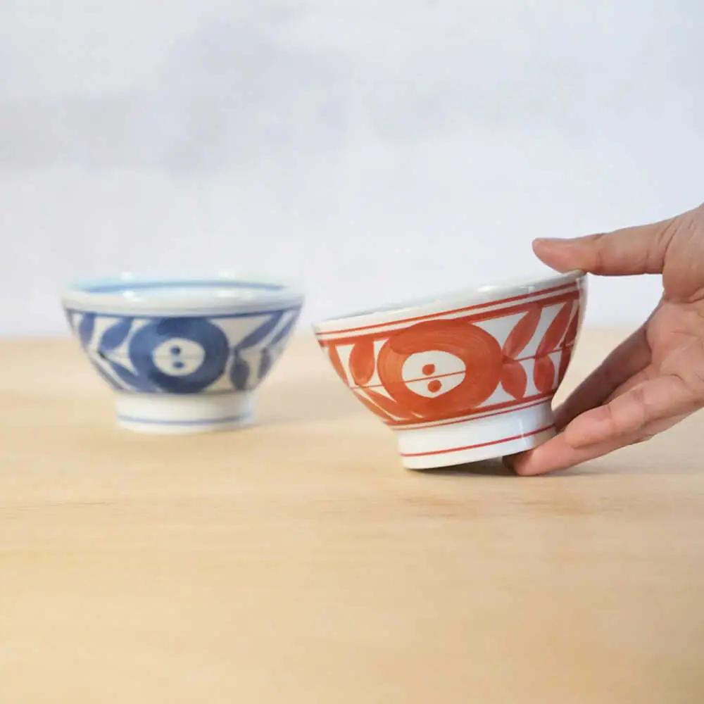 【波佐見焼】ルリ木の葉くらわんか碗 軽量 茶碗 ペアセット【浜陶】[XA97]
