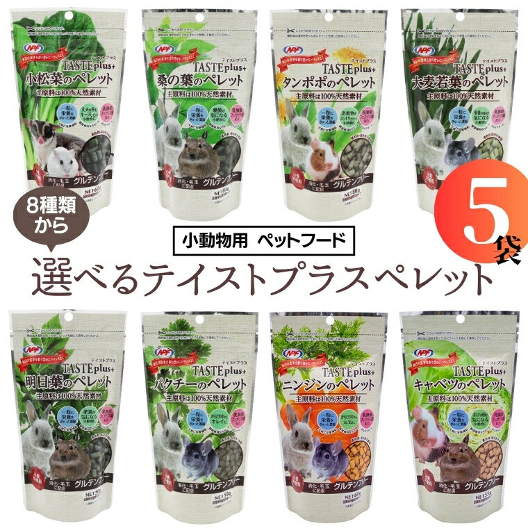 【ふるさと納税】楽天限定 選べる テイストプラスペレット（小松菜・桑の葉・タンポポ・大麦若葉・明日葉・パクチー・ニンジン・キャベツ）×5袋 小動物用 ペットフード うさぎ ウサギ フェレット モルモット チンチラ デグー ハムスター フクロモモンガ フード 小松菜