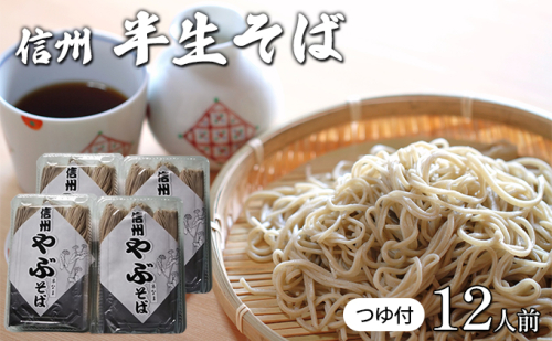 半生そば12人前　つゆ付 信州 ギフト ご当地 グルメ セット 麺類／そば 蕎麦／生 半生めん ソバ