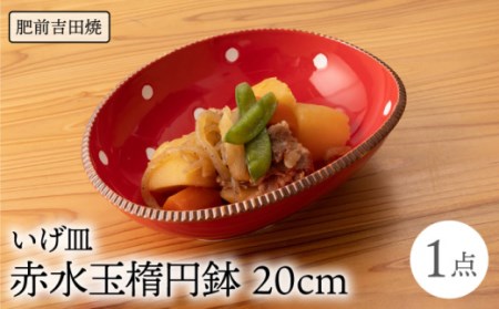 いげ皿 楕円鉢赤水玉 20cm 1点 NAZ509 やきもの 食器