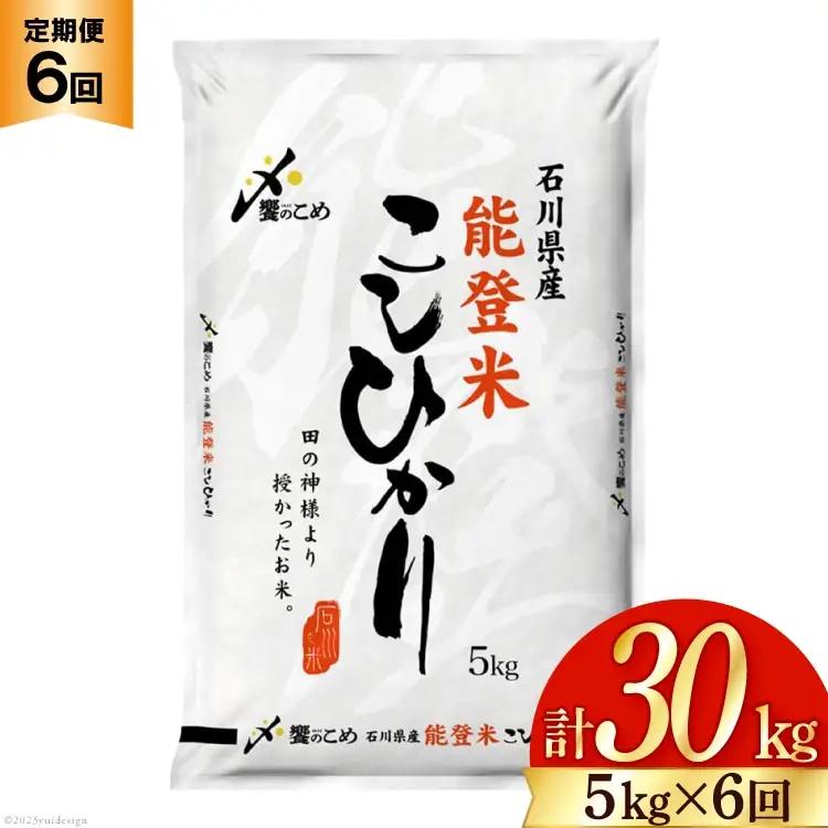 定期便 米 能登米 こしひかり 5kg×6回 総計30kg 精米 白米 コシヒカリ お米 / 中橋商事 / 石川県 宝達志水町