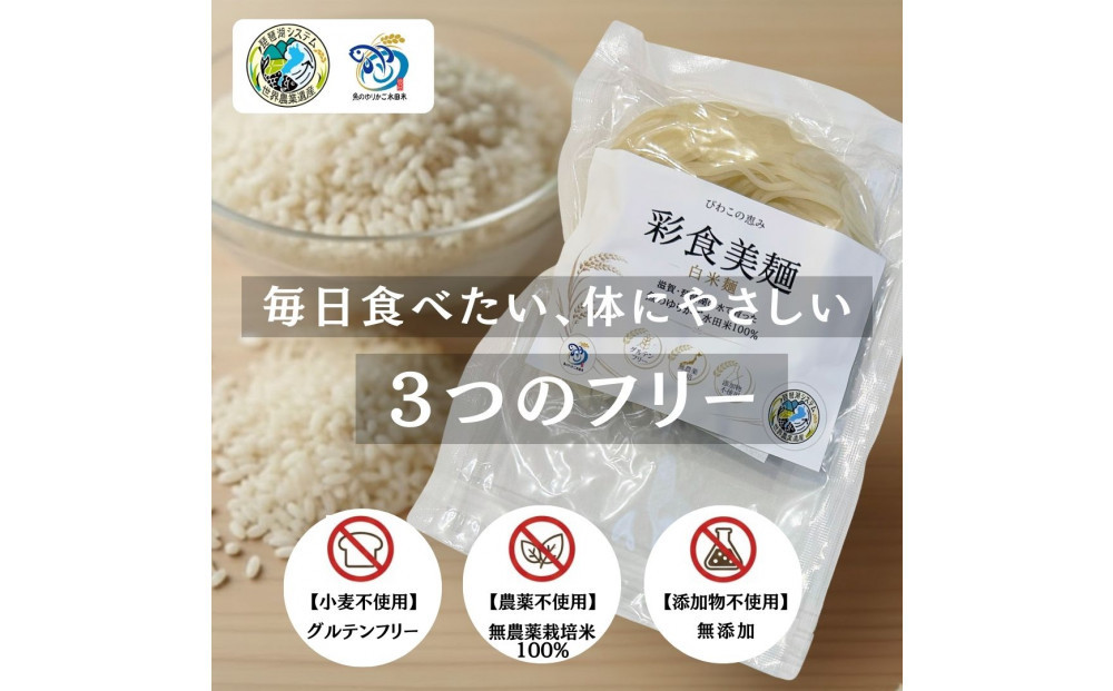 無農薬・グルテンフリー 滋賀県野洲市産 白米麺 7食セット 100g×7袋
